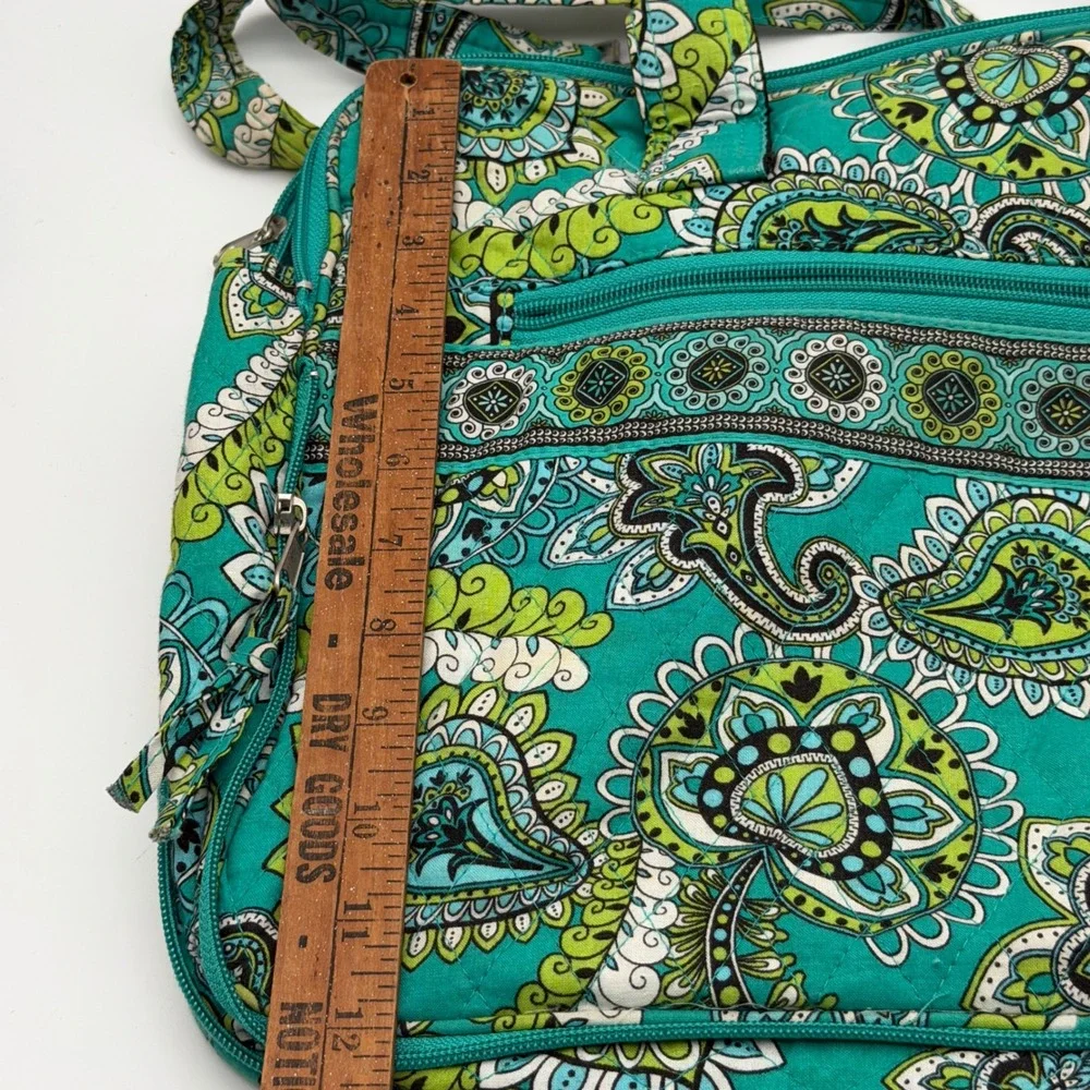 Vera Bradley Quilted‎ Paisley Laptop Bag Briefcase Teal Green White 14x11x4